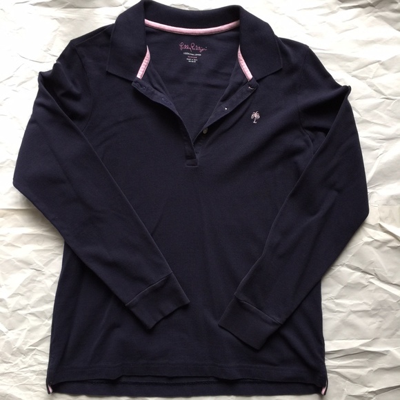 Lilly Pulitzer Tops - Lilly Pulitzer Women's 1/4 button polo dark blue